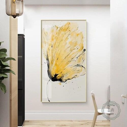 Pink Green Yellow Flower Leaf Nordic Poster Wall Art Canvas Painting Abstract Posters and Prints Pictures for Living Room Decor