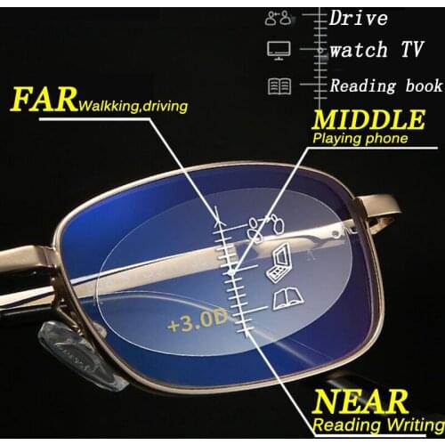 2021 Portable Progressive Folding Reading Glasses Men Women Anti Blue Light Presbyopia Multifocal Eyeglasses Black 1.0to 4.0