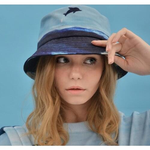 Original Design NewWomen Bucket Hat Fisherman Panama Flat Cotton Hat Summer Hats Adlut Unisex Casual Caps Scene Printed