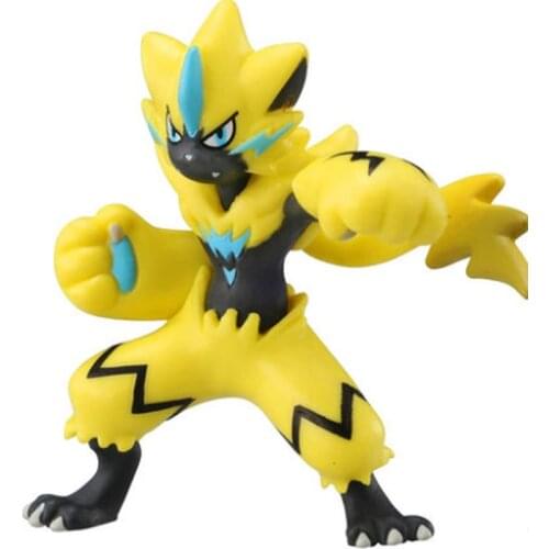 Genuine Pokemon Action Figure Takara Tomy Joint Movable Zeraora Doll Collectible Toy Model