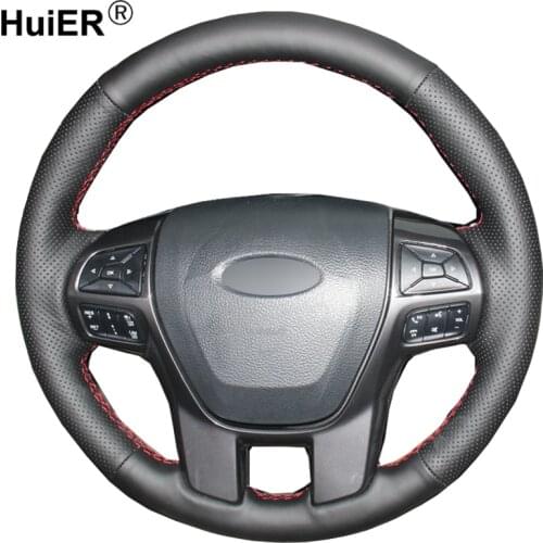 Hand Sewing Car Steering Wheel Cover Braid Volant Funda Volante For Ford Ranger 2016 2017 2018 2019 Everest 2016 2017 2018 2019