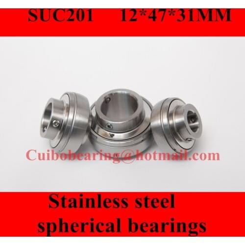 Freeshipping Stainless steel spherical bearings SUC201 UC201 12*47*31mm