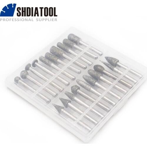 DIATOOL 20pcs Electroplated Diamond Grinding Heads #46 Mounted Points Rotary Engraving Tool