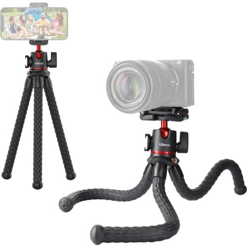 ULANZI MT-33 Flexible Octopus Tripod with Cold Shoe Mount 360° Rotatable Panoramic Ball Head Quick Release Plate for Vlogging