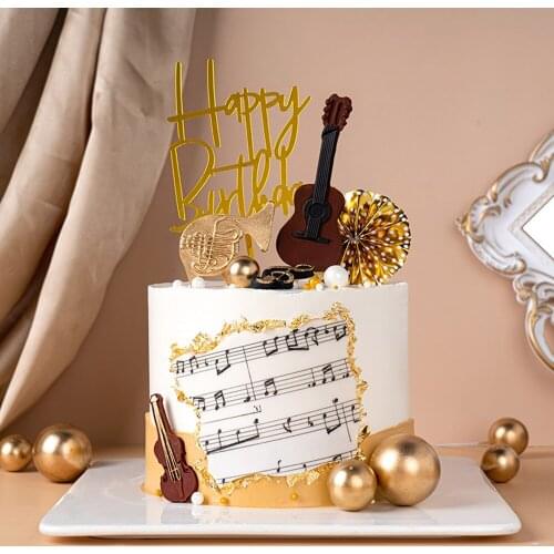 CakeTopper Violin Musical Instrument Musical Note Chocolate Fondant Silicone mold Cake Decoration Ornaments Plug-in Baking Tool