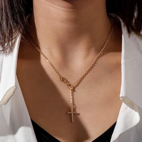 Creative Religion Cross Pendants Necklaces for Women Girl Alloy Infinity Symbol Chain Necklaces Charms Collier Gifts Jewelry
