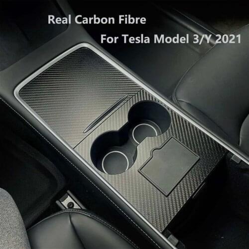 Real carbon fibre central control panel protective patch for Tesla Model 3 Model Y 2021 trim Central control feels
