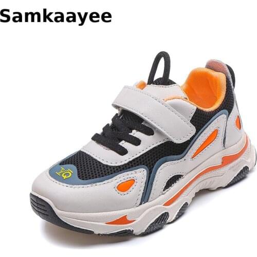 4-15y Kids Sneakers Spring Autumn Children Casual Shoes Boys Girls Mesh Hook & Loop Outdoor Sports Patchwork Pink Sapatos S37