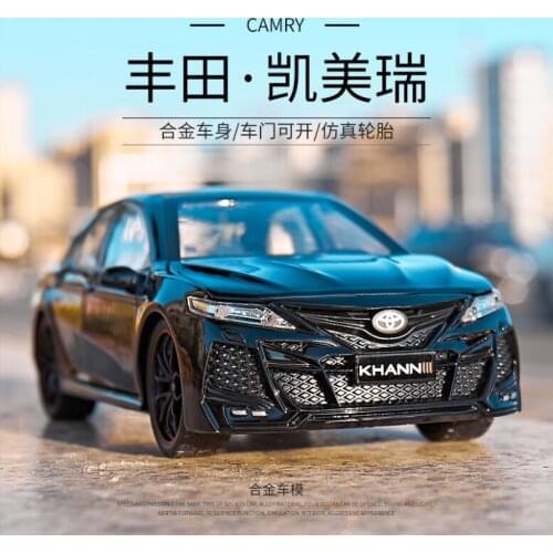 1/24 Toyota Eighth Generation Camry Metal Die Cast Toy Car Alloy Collection Pull Back Sound Light Model Vehicle For Kids Black