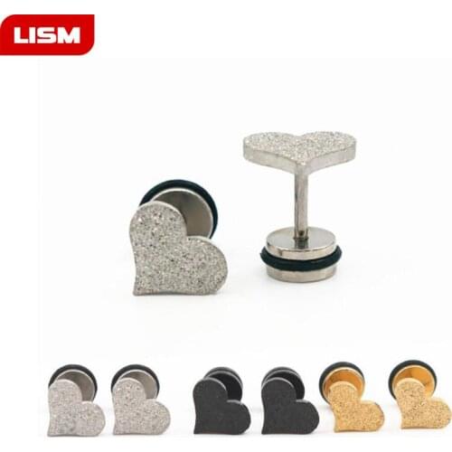 1 Piece Men Women Stud Earrings Heart Stainless Steel Piercing Fashion Unisex Fashion Ear Piercing Jewelry Punk Earing Brincos