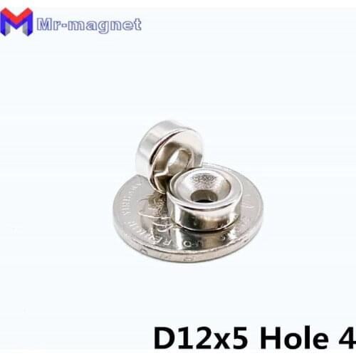 100pcs 12x5 hole: 4mm magnet countersunk ring 12x5-4 magnets 12mmx5mm Hole: 4mm rare earth N35 12*5 hole 4mm magnet 12x5-4mm