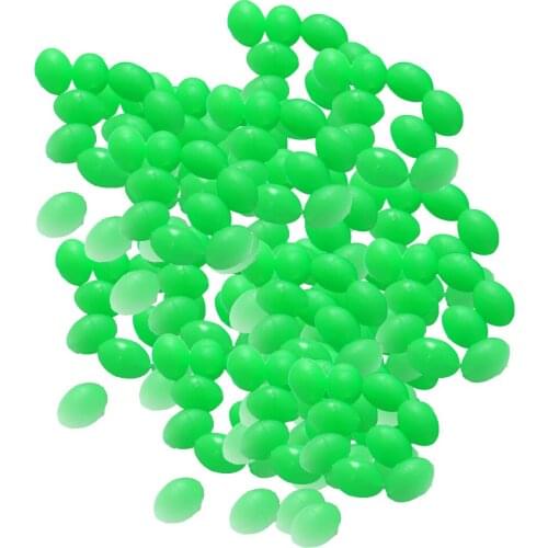 100PCS/Set Green Luminous Oval Shaped Bead Glow in Night Fishing Lures Baits Accessory Tackles 2.5mm/3.0mm