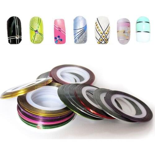 10xRolls Striping Tape Matte Glitter Nail Tape Line Multi-color 1mm Striping Adhesive Stickers Nail Art Decoration Diy Tips
