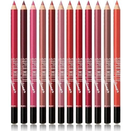 12 Colors Matte Lip Line Pencil Lip Care Waterproof Ointment Double Head Available Create Delicate Lip Makeup Easy To Unload