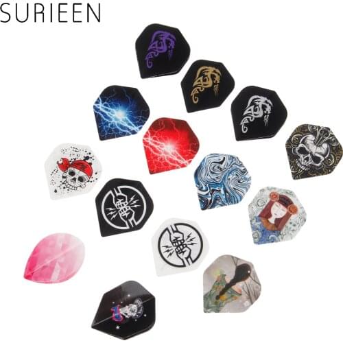 12 Pcs Cool Darts Flights Set Mixed 14 Styles Pattern Professional Standard Nice Dart Tail Flights Wing For Soft Steel Tip Darts