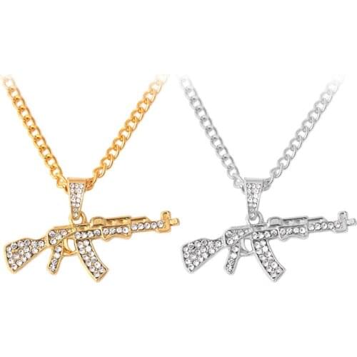 2020 Fashion Hip Hop Punk necklace Unisex Women Men Rhinestone Gun Chain Necklace Jewelry Casual Decoration Gifts бижутерия