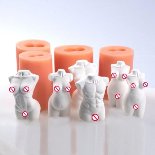 3D Mini Silicone Male Female Body Mould Tool Woman Nude Torso Candle Mold Naked Man Keychains Home Decoration