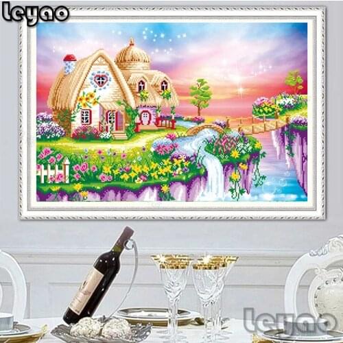 5D DIY Diamond Painting cartoon Landscape house full square round Cross Stitch Home Decoration Embroidery Scenery Handmade Gift