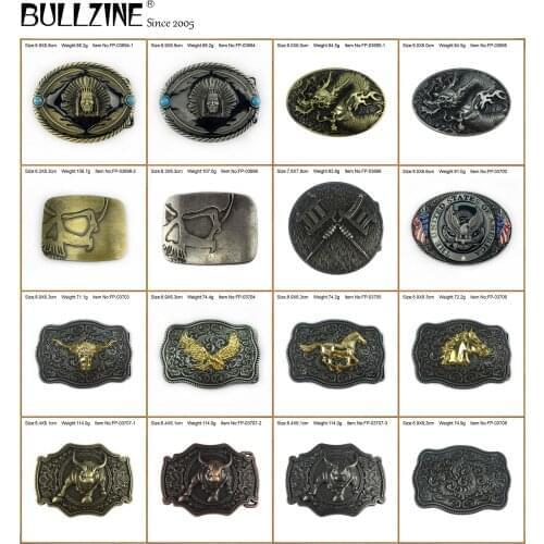 Bullzine wholesale zinc alloy western heavy skull INDIAN HEAD belt buckle bull head eagle dragon horse belt buckle