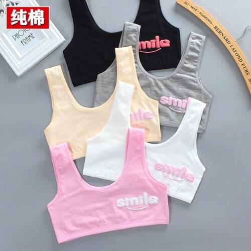 Girls brassiere 7-14 years old childrens training bra period small vest underwear double layer sling pure cotton girls