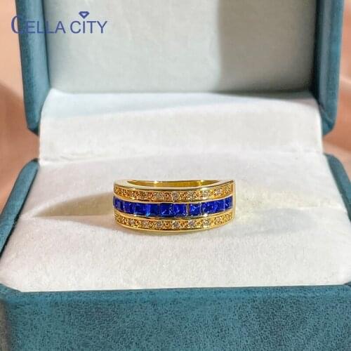 Cellacity 925 Sterling Silver ring New mens Fashion Jewelry High Quality sapphire Zircon fine Jewelry gift size 6-11