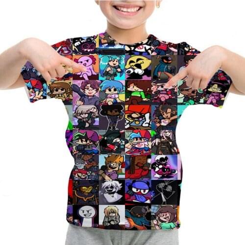 Video Game Friday Night Funkin T-shirt for Girls Boys Clothes Summer Short Sleeve 3D Tshirt Kids Cartoon Tee Tops Anime T-shirts