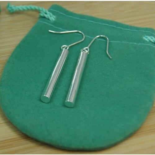 Elegant Round Earrings Personality Simple Rectangular Geometric Earrings For Women 925 Silver Engaged Jewelry Gift