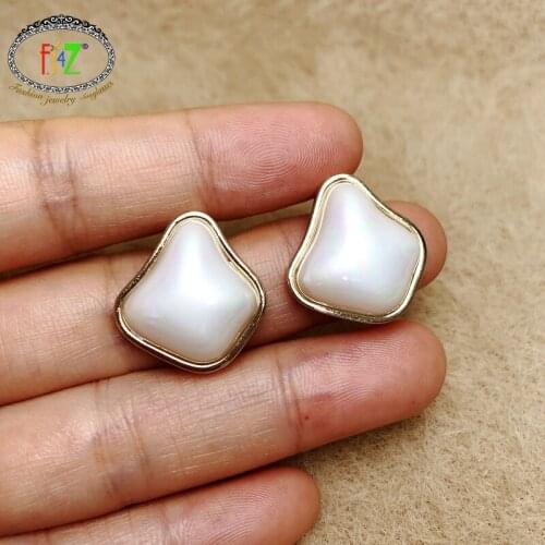 F.J4Z 2021 Trend Earrings Rings Baroque Irregular Simulated Pearl Stud Earring Adjustable Ring Jewelry Dropship