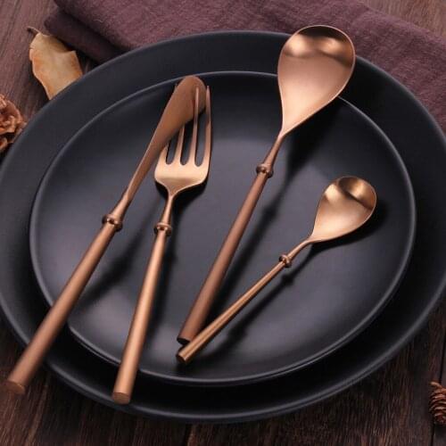 Hot sale 304 stainless steel rose gold European Western-style table knife fork spoon coffee spoon stainless steel tableware set