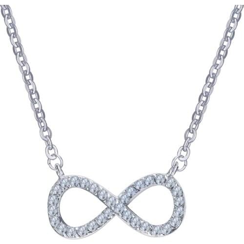 Hot New arrival Korean fashion women necklace 47CM Titanium Steel Infinity Zircon Necklace trendy women bijoux birthday gift