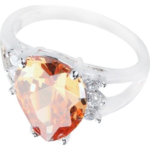 Pear Brown Morganite 10*14mm Semi-precious Stone Sterling Silver AiMolies Ring Q0022C