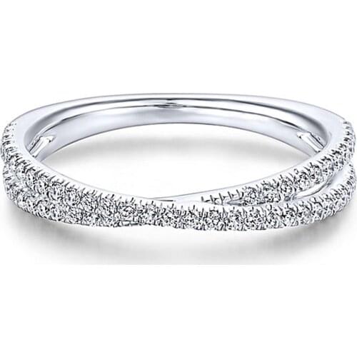 Classic Romantic Finger Infinity Cross Ring for Women Creative Micro Paved Cubic Zirconia Stone Wedding Silver color Ring