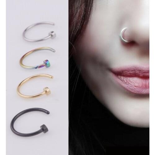 2PCS 6/8/10mm Stainless Steel Fake Nose Ring Solid color C Clip Lip Rings Punk Septum Helix Piercing Women Men Body Jewelry Gift
