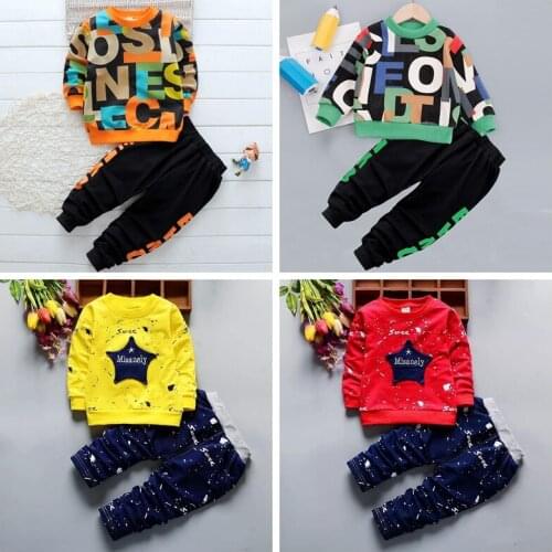 Baby Toddler Clothing Suit Tracksuit Set 2 Pcs Cotton Boy Girl Casual Pullover Sweater Outfits Fashion Print Infant Kids Costume