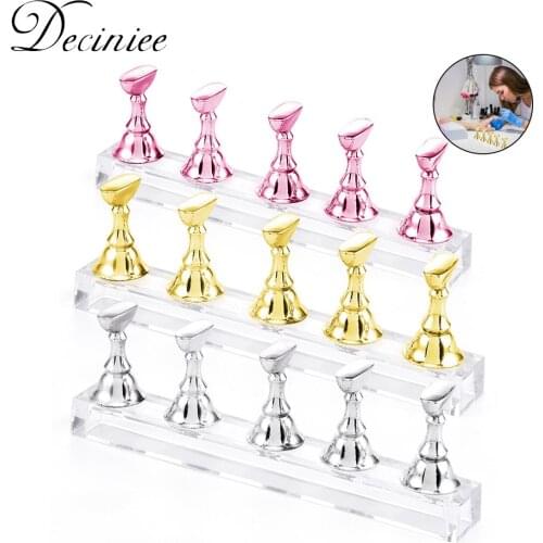 Magnetic Nail Holder False Nail Art Practice Training Display Stand Holder Acrylic Crystal Nails Showing Shelf Manicure Tools