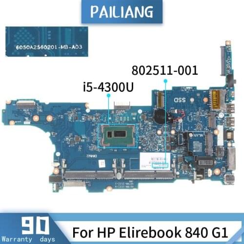 802511-001 For HP Elirebook 840 G1 802511-501 SR1ED i5-4300U Mainboard Laptop motherboard DDR3 tested OK
