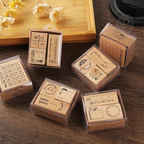 Cute Diy Diary Wooden Rubber Stamp Set for Craft Card and Scrapbooking Designs