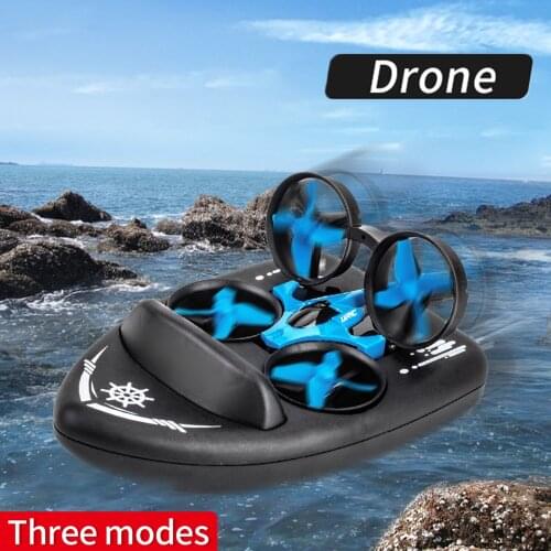 Mini 3 in 1 RC Drone 2.4G 360 Degree Flips Roll Stunt Quadcopter Hovercraft Boat Plane Airplane Vehicle Transportation Toys