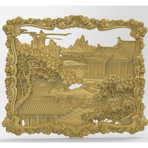 Stl model chinese courtyard landscape 3d model relief for cnc machine carving engraving in STL file format artcam type3 aspire