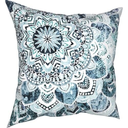 Moon Smile Mandala Pillowcase Printing Fabric Cushion Cover Decorations Floral Throw Pillow Case Cover Bedroom Square 40*40cm