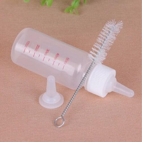 50ml Puppy Kitten Feeding Milk Bottle Set Pet Dog Cat Baby Feeder with Cleaning Brush Water Bottle