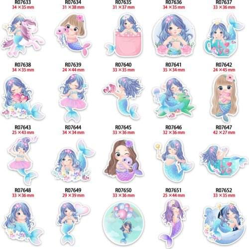 Planar Resins Cute Mermaid Princess Cartoon Printed for DIY Crafts Supplies Phone Shell Decor Material R0763 R0764 R0765