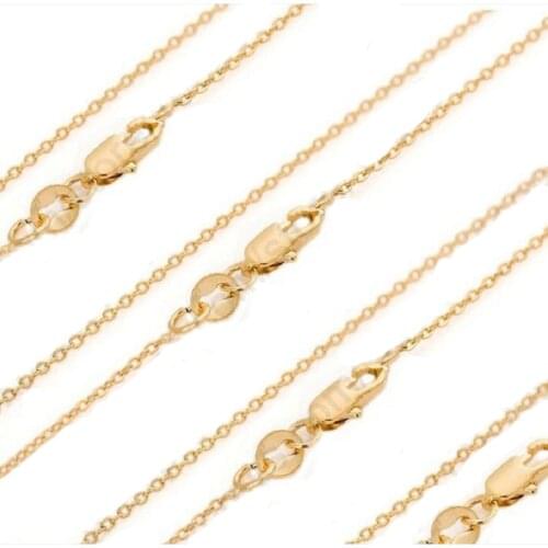 Bulk 10PCS 30 Inch Solid Yellow Gold Filled Jewelry Rolo Link Necklace Chains + Lobster Clasps For Pendant
