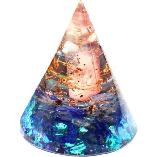 Orgone Round Pyramid Cone Mold Home Decor Amethyst Peridot Healing Crystal Energy Orgone Pyramide Emf Protection Meditation Tool