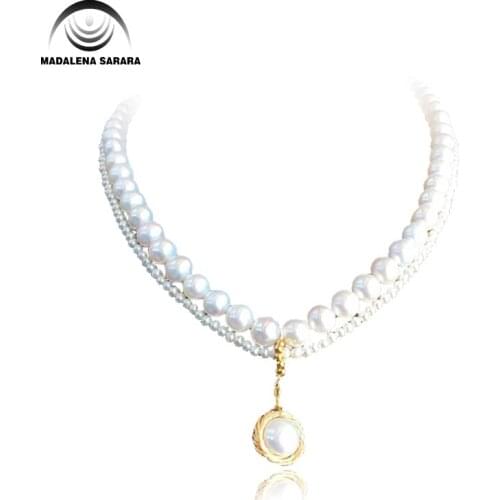 MADALENA SARARA Hot Sale Elegant Princess Style 8-9mm Baroque Freshwater Pearl Necklace Multi-rows