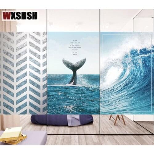 Static Cling Window Film Custom Size Vinyl Ocean Style Private Water-Proof Tint-Foil Removable Reusable Glass Sticker Raamfolia