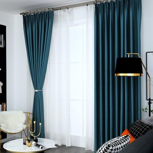 Nordic Full Blackout Curtains Living Room Bedroom Modern Minimalist Solid Color Cotton and Linen Curtains