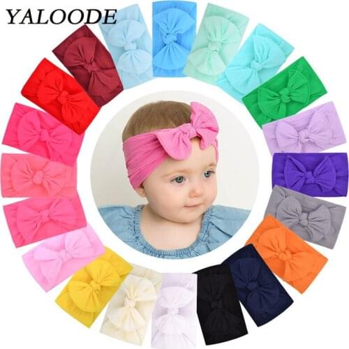 YALOODE New Braid Nylon Bow Headbands Solid Wide Elastic Baby Headbands Newborn Turban Baby Girls Boy Head Wrap Hair Accessories