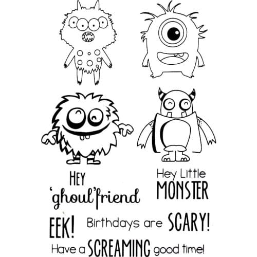 Clear Stamps LITTLE MONSTER GHOUL FRIEND Scrapbooking Material DIY Photo Cards Account Rubber Stamp Transparent Stamper Sellos