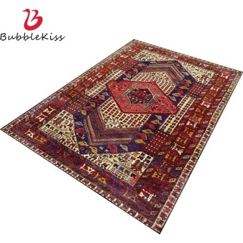 Bubble Kiss Carpets For Living Room Red Geometric Pattern Rug Southeast Asian Style Floor Mat Classical Home Customized Carpets